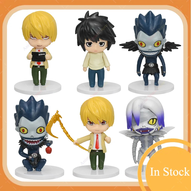 โมเดลฟิกเกอร์ PVC รูป Death Note Ryuk Rem Yagami L·Lawliet Q Version ของเล่นสะสม สําหรับเด็ก 6 ชิ้น ต่อขายส่ง