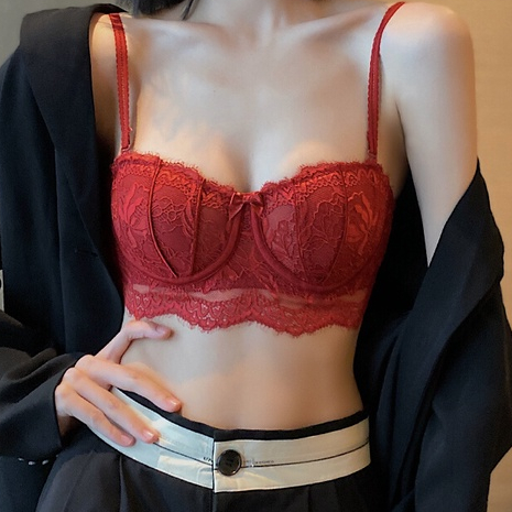 ชุดชั้นใน เสื้อชั้นใน ขนาดเล็ก ป้องกันการหย่อนคล้อย สีแดง สําหรับผู้หญิง เจ้าสาว