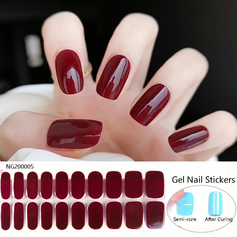สติกเกอร์เจล UV กึ่งบําบัด กึ่งสําเร็จรูป สีแดง กันน้ํา ติดทนนาน 20 นิ้ว สําหรับตกแต่งเล็บ วันวาเลนไทน์