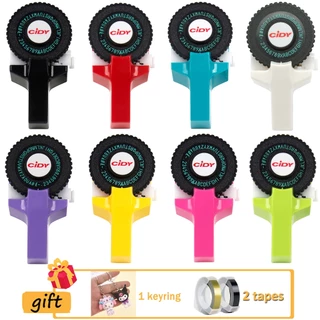 เครื่องทําฉลาก ลายนูน หลากสี พร้อมเทป 2 ชิ้น (9 มม. x 3 ม.Trs) เครื่องเขียนแบบแมนนวล หรือเติมลายนูน 3D 9 มม. 3 ชิ้น