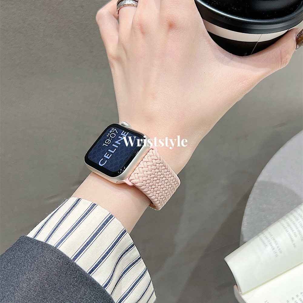 สายนาฬิกาข้อมือไนล่อนถัก แบบห่วงคู่ สําหรับ Apple Watch S9 8 7 6 5 4 3 2 1 SE2 ULTRA iWatch 49 มม. 45 44 42 41 40 38