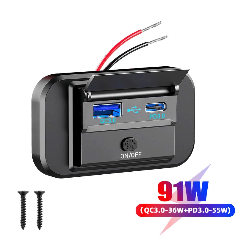 Pd อะแดปเตอร์ซ็อกเก็ตชาร์จ USB Type C คู่ 12V 24V พร้อมช่องชาร์จเร็ว สําหรับรถจักรยานยนต์ เรือ