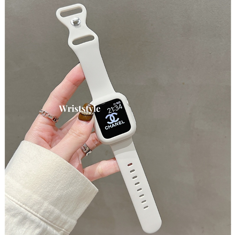 สายนาฬิกาซิลิโคนเหลวสําหรับ Apple Watch S9/8/7/6/5/4/3/2/1 SE2 ULTRA KD19PRO สายรัดซิลิโคนอ่อนนุ่มชุ