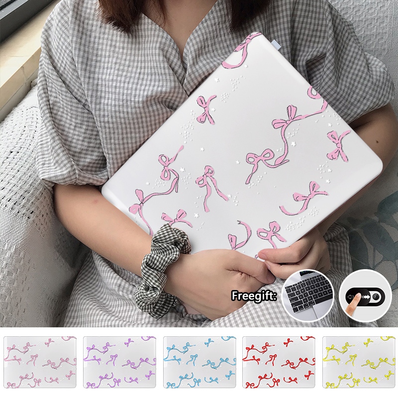 เคสแป้นพิมพ์ พิมพ์ลายโบว์น่ารัก สําหรับ Macbook 2023 M3 Pro14 A2918 A2992 M2 Air15 A2941 Air13.6 A2681 2022 Pro13 M2 M1 A2338 Air 2020 M1 A2337 Retina13 A1932 A1502 Pro2017