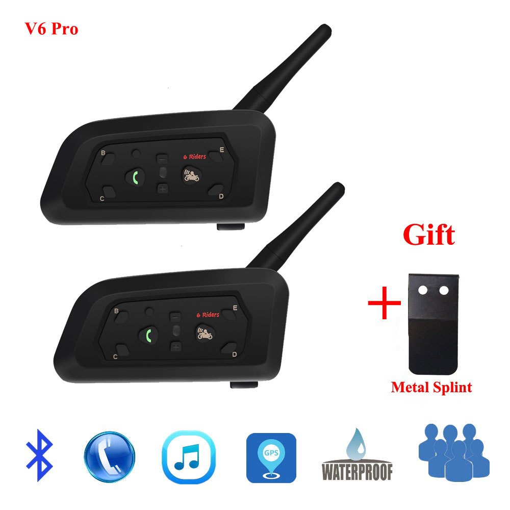V6 Pro 1200M Multi BT อินเตอร์คอมไร้สาย รถจักรยานยนต์ บลูทูธ วิทยุสื่อสาร อินเตอร์คอมในหมวกกันน็อคมอเตอร์ไซค์