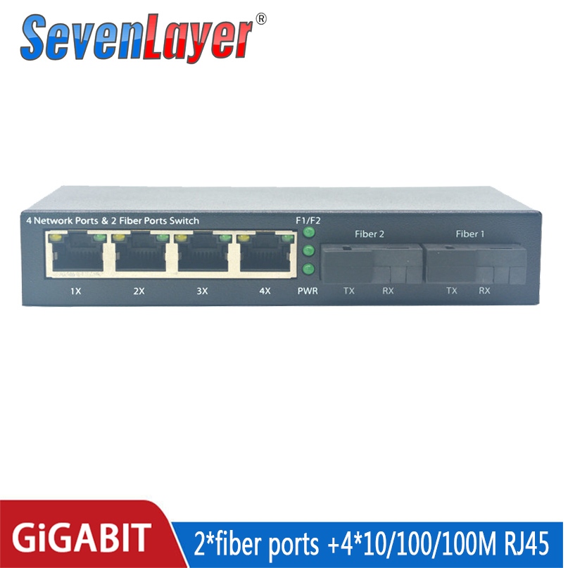 2g2ge สวิทช์ไฟเบอร์ 4 RJ45 UTP 2 SC 1A + 1B เส้นใย Gigabit Fiber Optical Media Converter Ethernet 10/100/1000M
