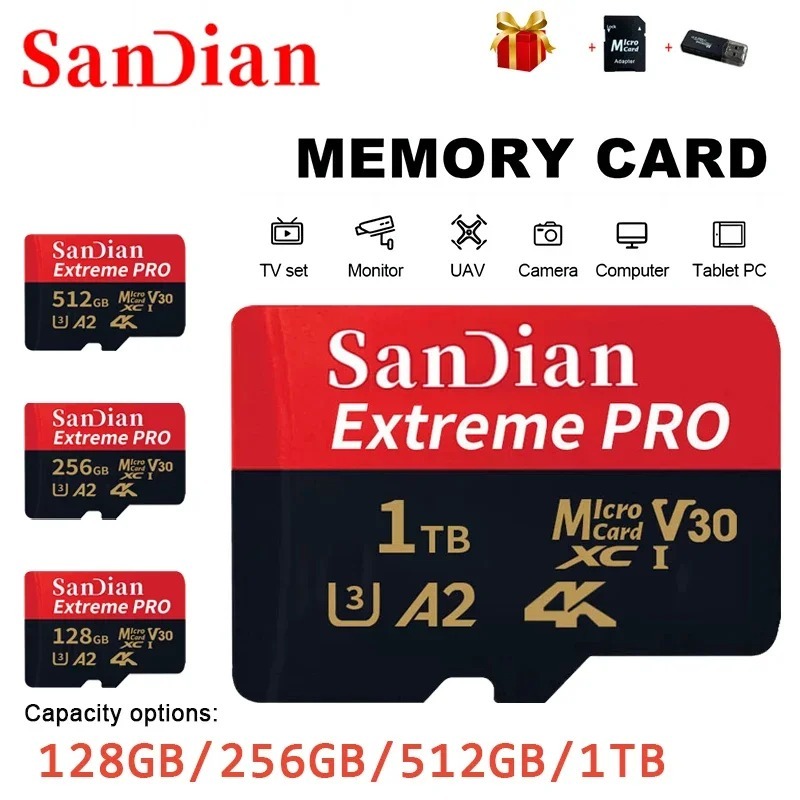 การ์ดหน่วยความจํา 128GB Micro TF SD Smart SD Card 256GB 512GB 1TB ความเร็วสูง ขนาดเล็ก เหมาะสําหรับแท็บเล็ต โทรศัพท์ คอมพิวเตอร์ กล้อง