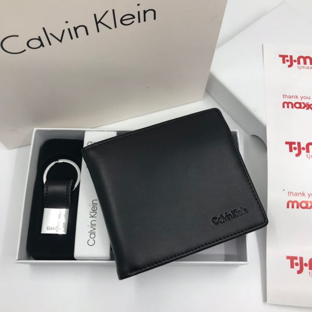 CK Calvin Klein กระเป๋าสตางค์ หนังแท้ ใบสั้น ใส่เหรียญได้ สําหรับผู้ชาย