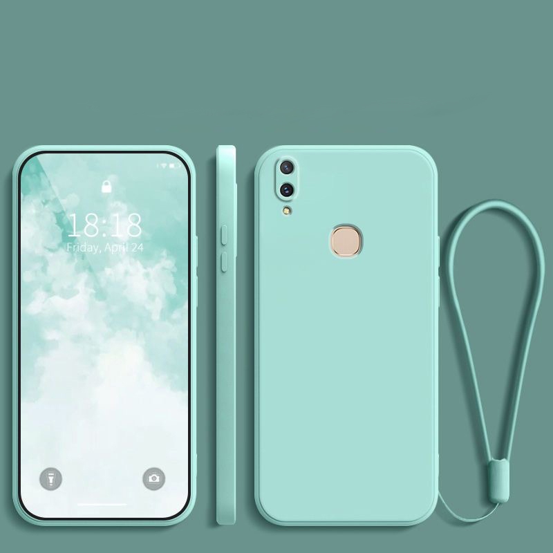 Redmi Note 7 5 6 6A Mi 8 Lite A2 กรอบกันชน สี่เหลี่ยม บาง นิ่ม TPU เคสซิลิโคน พร้อมสายคล้องมือ