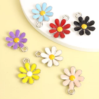 เครื่องประดับ สร้อยคอ สร้อยข้อมือ ต่างหู จี้รูปดอกเดซี่ สีสันสดใส สไตล์เกาหลี DIY จํานวน 10 ชิ้น