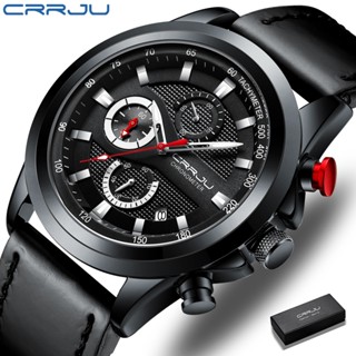 Crrju นาฬิกาข้อมือควอทซ์ อะนาล็อก โครโนกราฟ สายหนัง กันน้ํา …