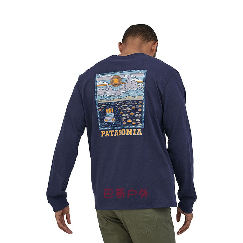 Patagonia เสื้อยืดลําลอง แขนยาว พิมพ์ลาย Summit Road สําหรับผู้ชาย 38519