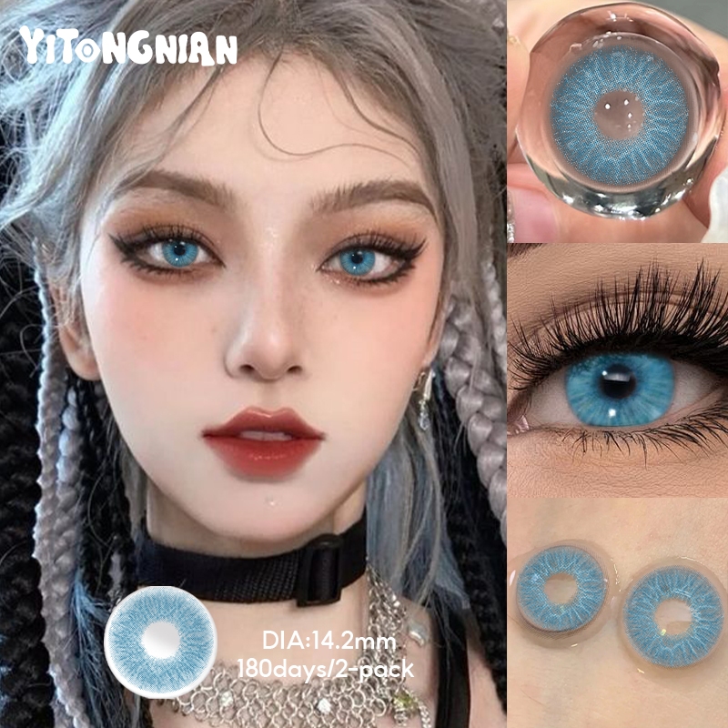 Yi TONG NIAN คอนแทคเลนส์ ขนาดใหญ่ 14.0-14.5 มม. สําหรับผู้หญิง 2 ชิ้น 1 คู่