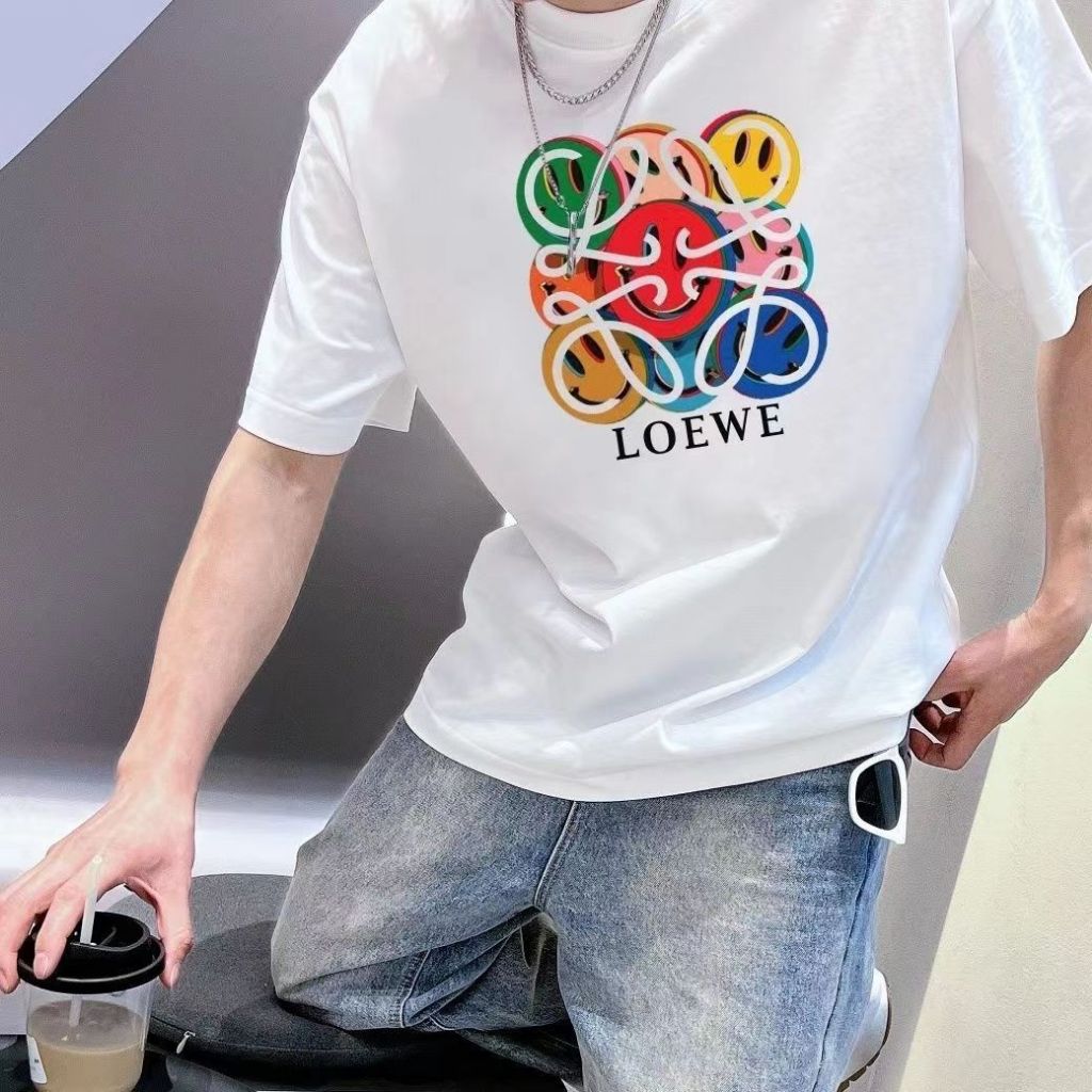 เสื้อยืดแขนสั้น พิมพ์ลายตัวอักษร Luo Yi สีสันสดใส แฟชั่นสําหรับผู้ชาย และผู้หญิง