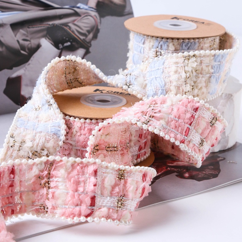 ริบบิ้น ประดับโบว์ ไข่มุก อุปกรณ์เสริม สําหรับตกแต่งเสื้อผ้า DIY 1 หลา