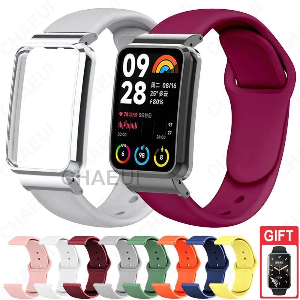 สายรัดซิลิโคนพร้อมการเปลี่ยนสร้อยข้อมือเคสสําหรับ Xiaomi Smart Band 8 9 10 Pro / Mi Band 7 Pro / Xiaomi Smart Band 8 9 Active