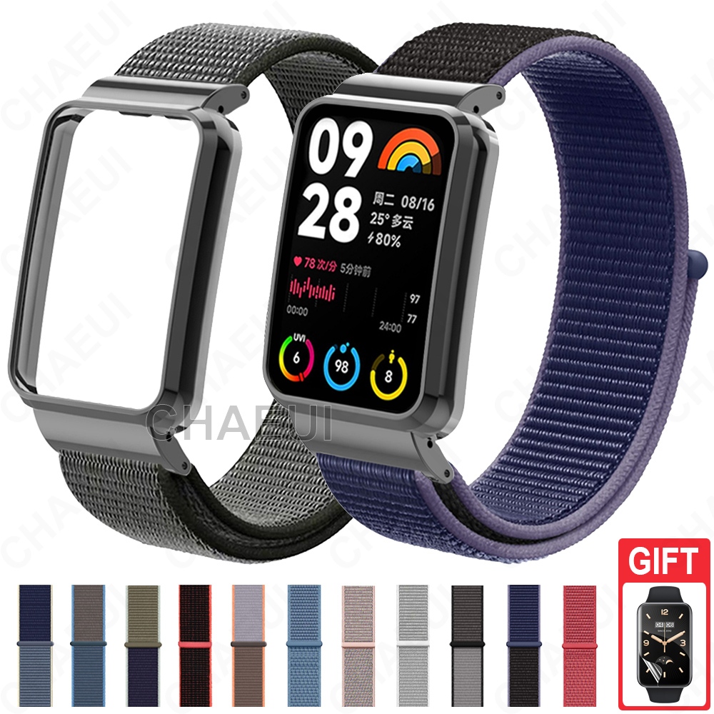 สายรัดไนลอนพร้อมสร้อยข้อมือเปลี่ยนเคสสําหรับ Xiaomi Smart Band 8 9 Pro / Mi Band 7 Pro