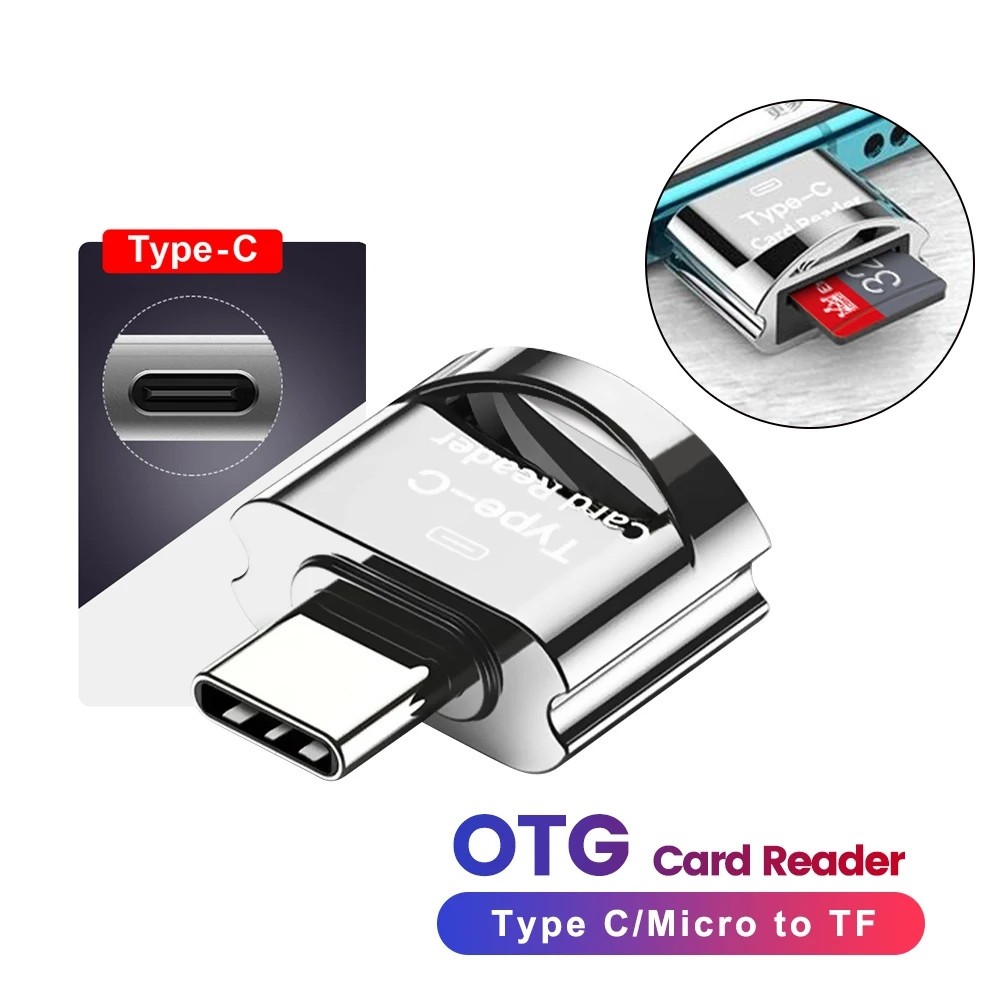 OTG เป็น TF Card Reader Type C SD Card Adapter สําหรับ Android PC แล็ปท็อปแฟลชไดรฟ์ OTG Reader