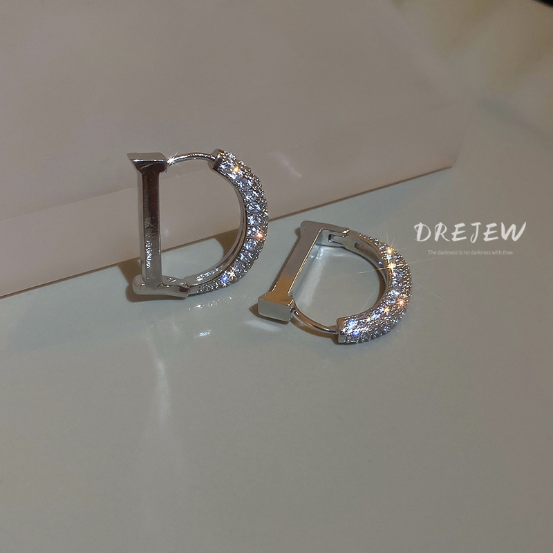 DREJEW ต่างหูแฟชั่น ชุบไฟฟ้า ทองแท้ ประดับเพทาย รูปที่ 6