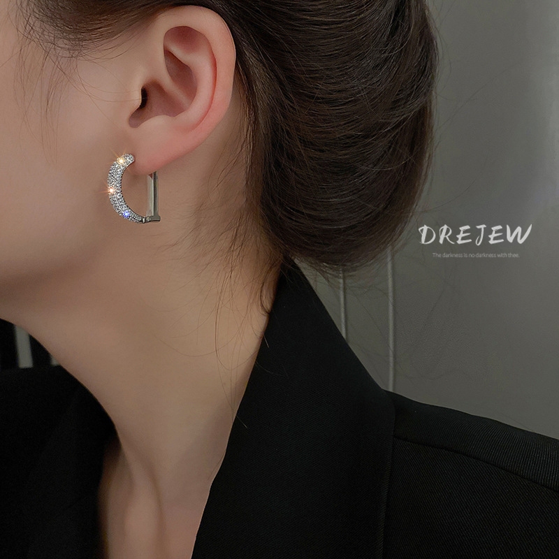 DREJEW ต่างหูแฟชั่น ชุบไฟฟ้า ทองแท้ ประดับเพทาย รูปที่ 7