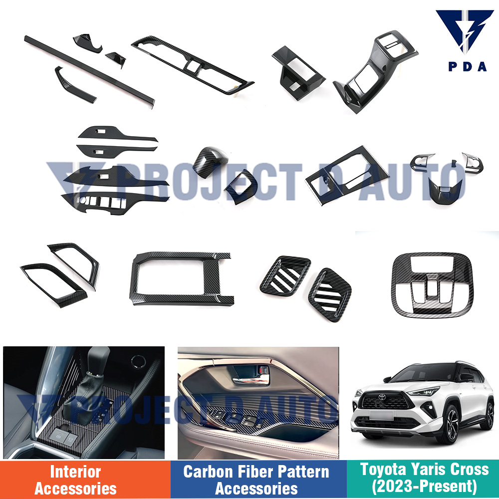 Toyota Yaris cross (2023-Present) ปลอกหุ้มสวิตช์หน้าต่างพวงมาลัย คาร์บอนไฟเบอร์ สําหรับตกแต่งภายในรถยนต์