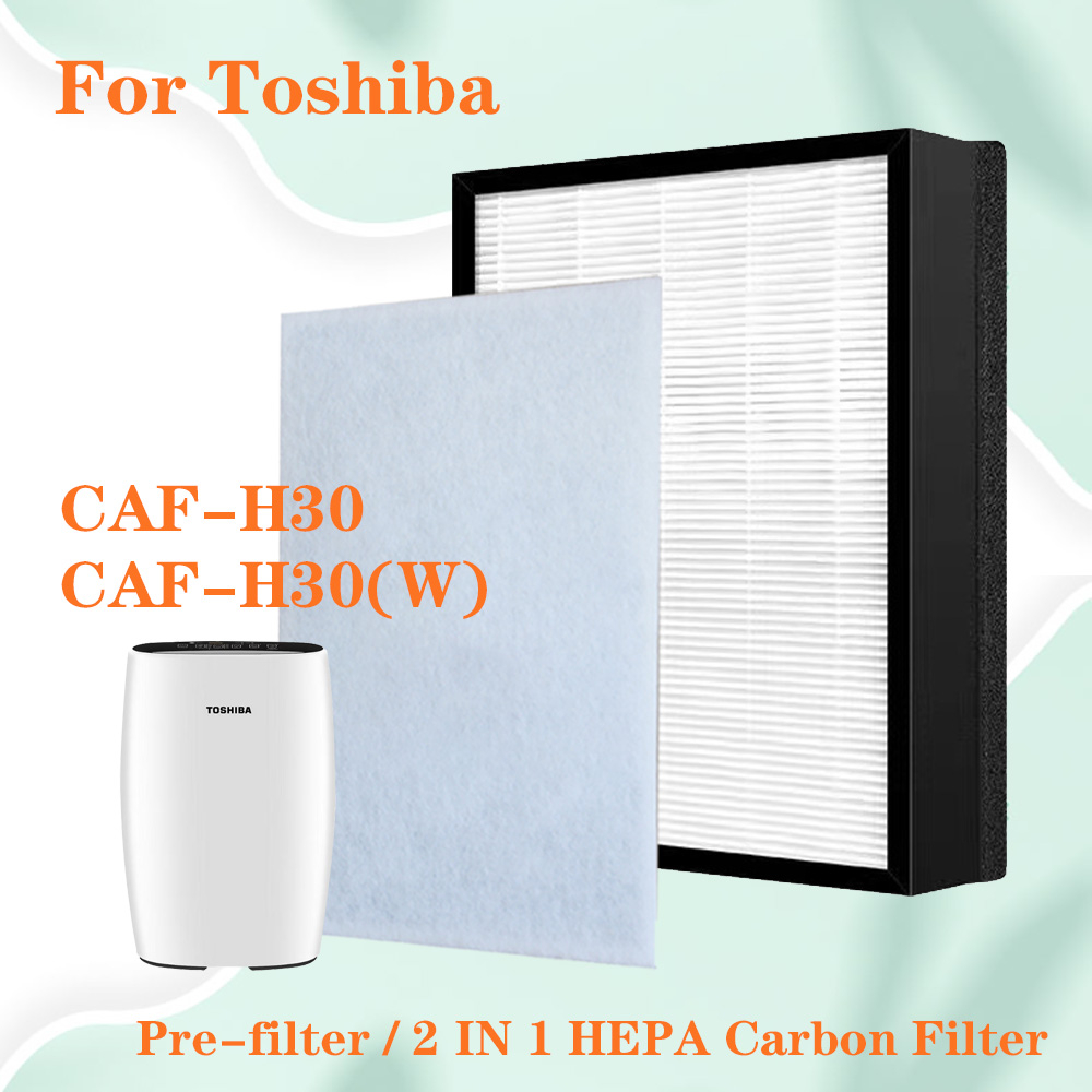 แผ่นกรองอากาศ HEPA และคาร์บอนคอมโพสิต แบบเปลี่ยน สําหรับเครื่องฟอกอากาศ Toshiba CAF-H30 CAF-H30 (W)