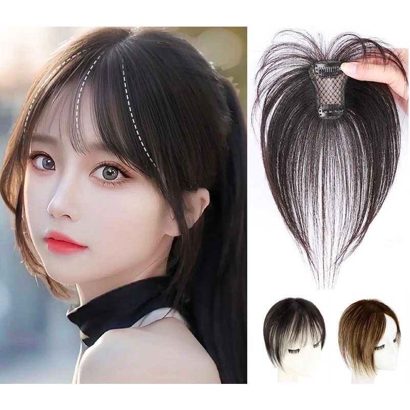 4ซม.x6ซม.ขนาดเล ็ ก bang/fringe 100 % human baby hairline สําหรับผู ้ หญิงคลิป 25ซม .