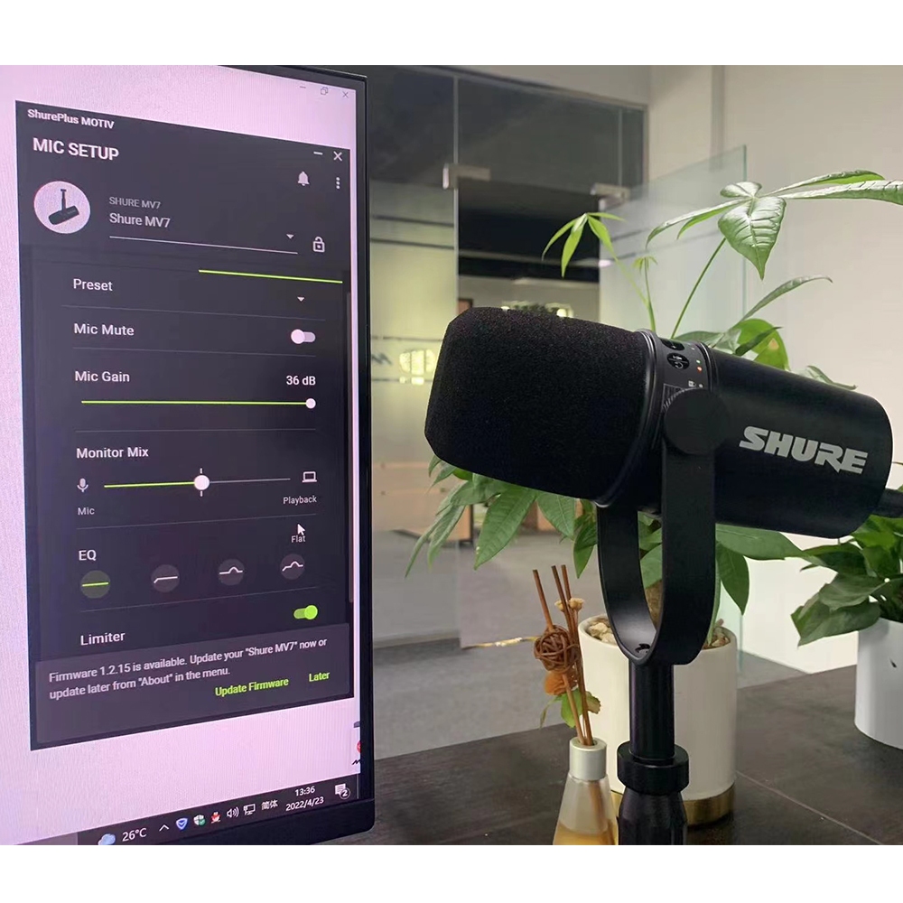 SHURE MV7 ไมโครโฟน USB ไมโครโฟนบันทึกสําหรับการบันทึกเสียงพอดแคสต์สตรีมมิ่งสด