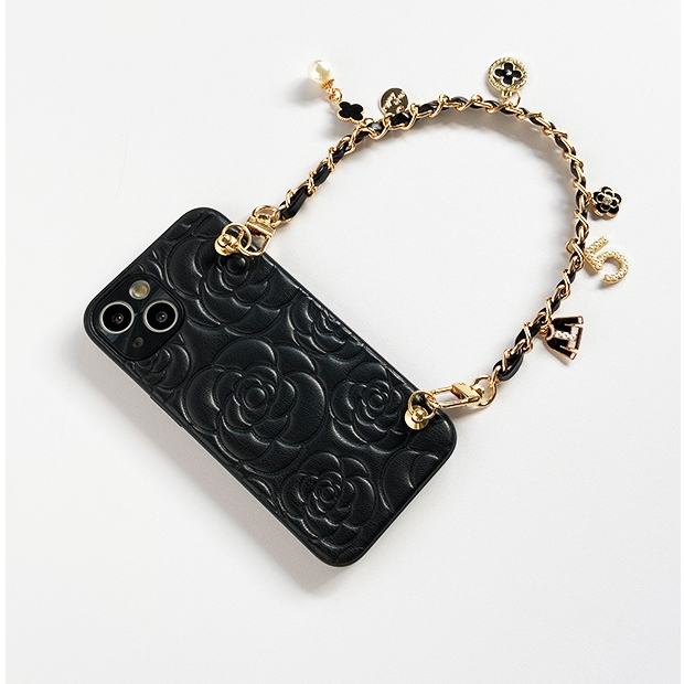 ความรู้สึกระดับไฮเอนด์ Xiaoxiang Camellia รูปแบบหนังเคสโทรศัพท์/โซ่เหมาะสําหรับ iPhone 17 Air 16 15 14 13 12 Pro Max รวมทุกอย่างกันกระแทก