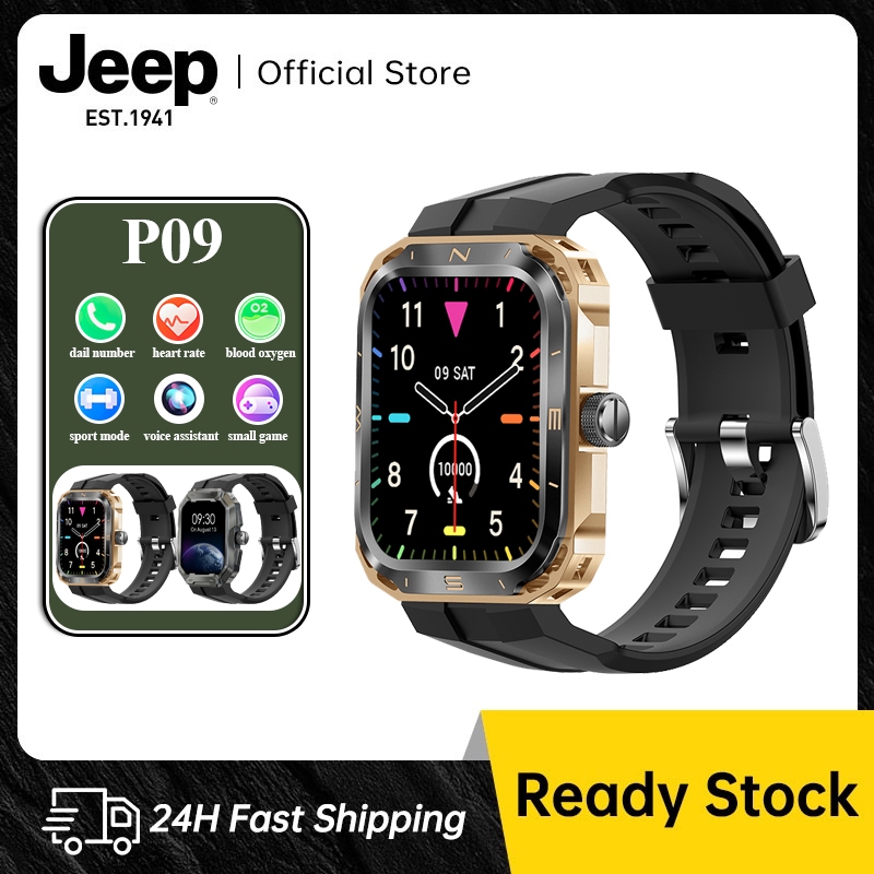 Jeep P09 นาฬิกาสมาร์ทวอทช์ smartwatch ติดตามการออกกําลังกาย ความดันโลหิต บลูทูธ โทรออกได้ ควบคุมเพลง พักหน้าจอสัมผัส HD เกมขนาดเล็กในตัว นาฬิกาผู้ชาย สมาร์ทวอทช์
