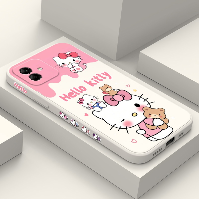 น่ารัก Happy Cat เคสโทรศัพท์สําหรับ Samsung Galaxy A17 A07 A56 A36 A26 A16 A06 A15 A25 A35 A55 A05 A05S 4G 5G ซิลิโคนเหลวด้านข้างรูปแบบฝาครอบ