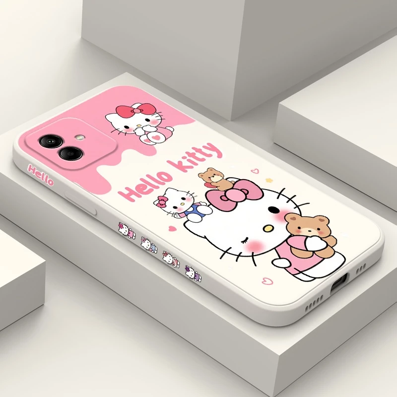 น่ารัก Happy Cat เคสโทรศัพท์สําหรับ Samsung Galaxy A17 A07 A56 A36 A26 A16 A06 A15 A25 A35 A55 A05 A05S 4G 5G ซิลิโคนเหลวด้านข้างรูปแบบฝาครอบ