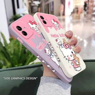 น่ารัก Happy Cat เคสโทรศัพท์สําหรับ Samsung Galaxy A17 A07 A56 A36 A26 A16 A06 A15 A25 A35 A55 A05 A05S 4G 5G ซิลิโคนเหลวด้านข้างรูปแบบฝาครอบ