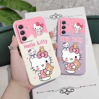 เคสโทรศัพท์มือถือ ซิลิโคน ลายแมวแฮปปี้น่ารัก มีลายด้านข้าง สําหรับ Samsung Galaxy A54 A34 A24 A14 A04 A04S A04E 4G 5G