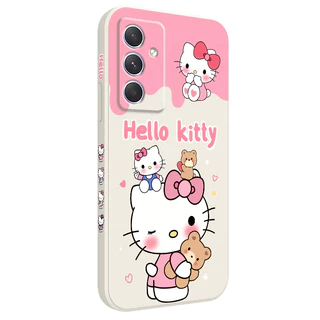 เคสโทรศัพท์มือถือ ซิลิโคน ลายแมวแฮปปี้น่ารัก มีลายด้านข้าง สําหรับ Samsung Galaxy A54 A34 A24 A14 A04 A04S A04E 4G 5G