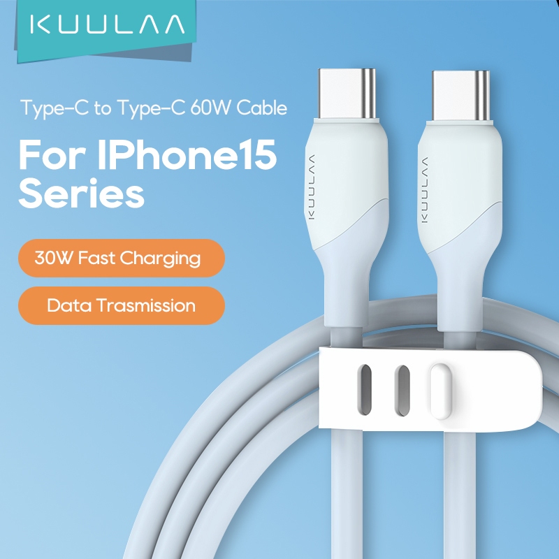 Kuulaa MFI C-C 60w Usb Type C เป็นสายเคเบิล 60w Pd Qc 4.0 ชาร์จเร็ว Usb-C สําหรับ iPhone 15 Pro Max 