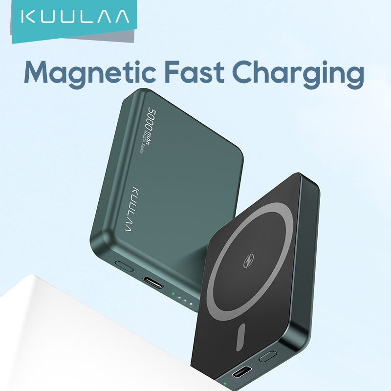 (local stock)Kuulaa พาวเวอร์แบงค์แม่เหล็กไร้สาย 5000mAh ชาร์จเร็ว 20W แบบพกพา สําหรับ iPhone 15 14 13 12 Series Super Mini