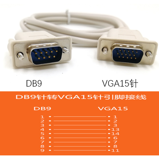 อะแดปเตอร์สายเคเบิ้ล db9 Pin RS232 เป็น 15 Pin VGA db9 Pin
