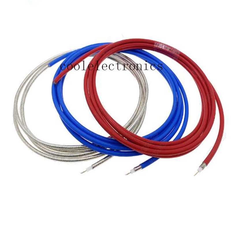สายเคเบิลทดสอบความถี่สูง กึ่งยืดหยุ่น RG402 0.141 นิ้ว 50 โอห์ม 1 เมตร สีฟ้า แดง เงิน 1 ชิ้น