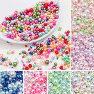 ((Non-Hole) 3-8 มม.ขนาดผสมไข่มุกผสมสี Non-Hole ABS Pearl DIY…