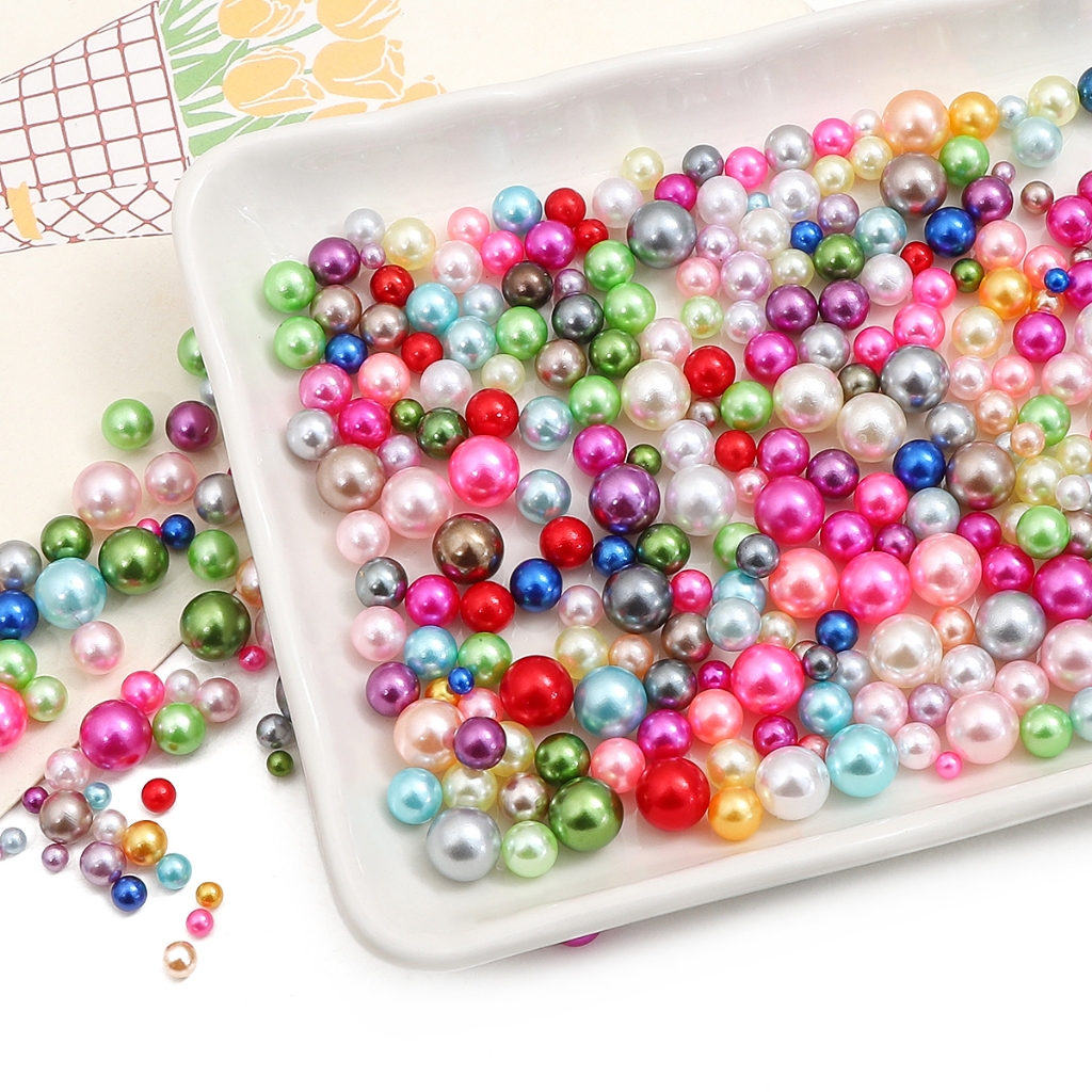 ไข่มุกโมโนโครม 3-8 มม. ผสมพลาสติก ไข่มุก DIY การผลิต เครื่องประดับ แฮนด์เมด แฟชั่น วัสดุตกแต่งบ้าน (ไม่มีรู)