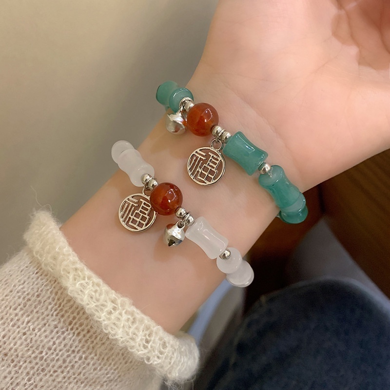 สร้อยข้อมือโชคดี สร้อยข้อมือหยกไม้ไผ่จําลอง เครื่องประดับ สไตล์จีนคลาสสิก หรูหรา เข้ากับทุกการแต่งกาย 2024【XINYIA】