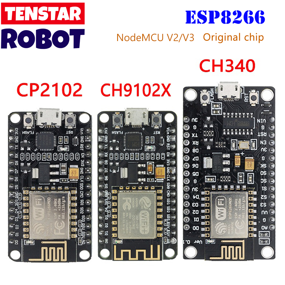 โมดูลไร้สาย CH340 CP2102 CH9102X NodeMcu V3 V2 Lua WIFI อินเตอร์เน็ต บอร์ดพัฒนา ESP8266 ESP-12E พร้อ