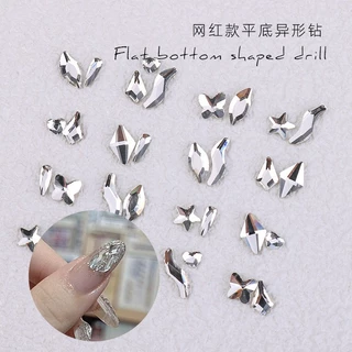 Rou Bao พลอยเทียมคริสตัลใส 3D หรูหรา สําหรับตกแต่งเล็บ DIY 50 ชิ้น ต่อแพ็ก