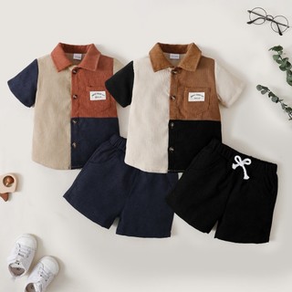 Terno for Kid Boy Color Blocking Polo Clothes for 1-6 Years Shorts Set Baby Boy Outfit