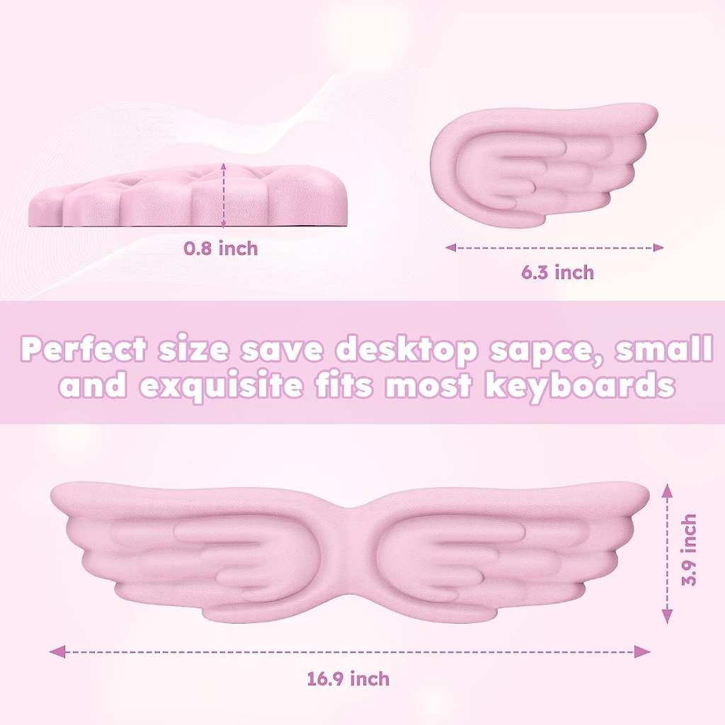 Angel Wings Leather Memory Foam Keyboard Wrist Rest Mouse Pad Set สําหรับ Mac PC Gaming - รูปที่ 3