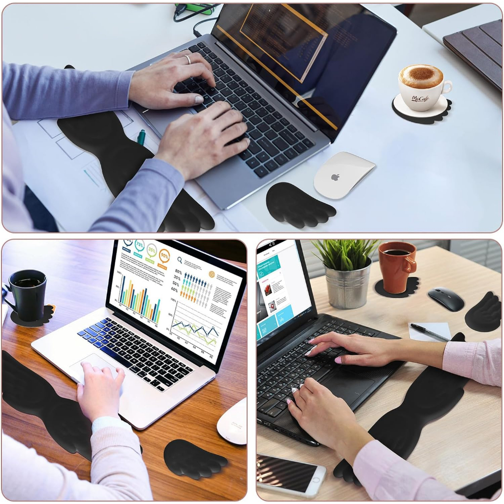 Angel Wings Leather Memory Foam Keyboard Wrist Rest Mouse Pad Set สําหรับ Mac PC Gaming - รูปที่ 7