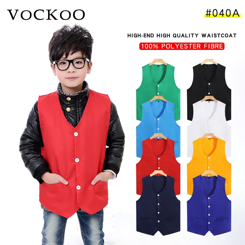 Vockoo#เสื้อยืดเด็ก 11 สีคอวีเสื้อยืดระบายอากาศสบาย ๆ กลุ่มกิจกรรมอาสาสมัครเสื้อกั๊กพิมพ์ดอกไม้ ที่กำหนดเอง