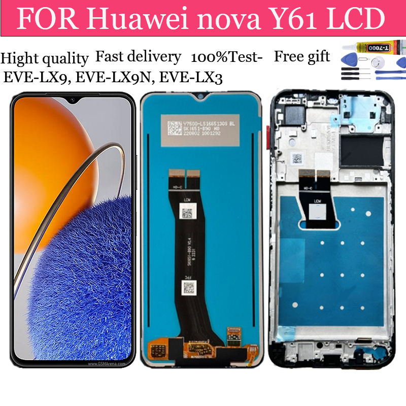 อะไหล่หน้าจอสัมผัส LCD แบบเปลี่ยน สําหรับ Huawei Nova Y61 EVE-LX9 EVE-LX9N EVE-LX3
