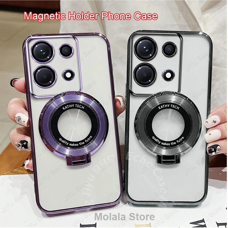 เคสโทรศัพท์มือถือแบบนิ่ม ใส กันกระแทก พร้อมที่ตั้งวางแม่เหล็ก สําหรับ infinix Note 30 Pro 30i 30 Vip Note30 4G 5G